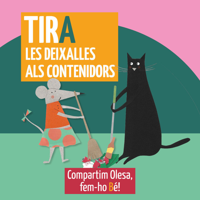 Cartell dibuixat Tira les deixalles als contenidors