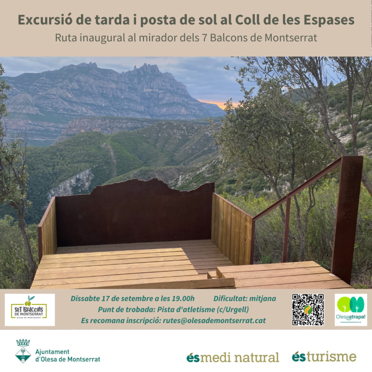 Cartell de la sortida guiada al mirador del coll de les Espases