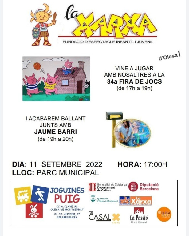 Cartell informatiu de La Xarxa amb informació de les activitats al Parc municipal a la Diada