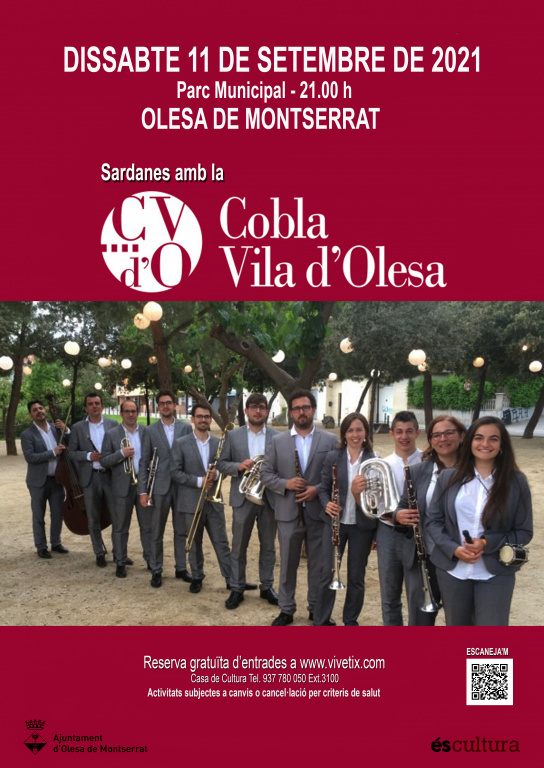 Cartell amb fotografia de la Cobla Vila d'Olesa