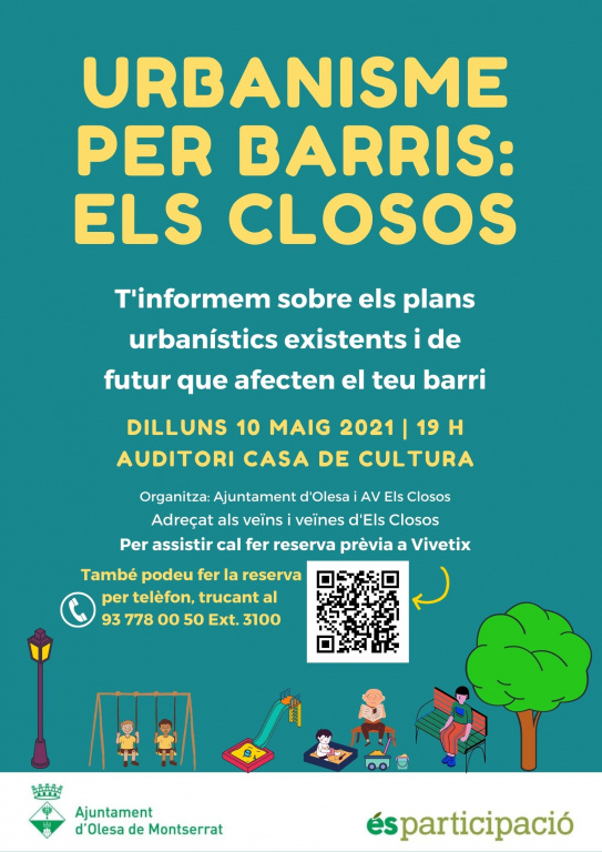 Cartell Urbanisme per barris dels Closos amb data i lloc