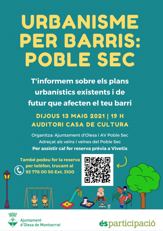 Cartell Urbanisme per barris del Poble Sec amb data i lloc