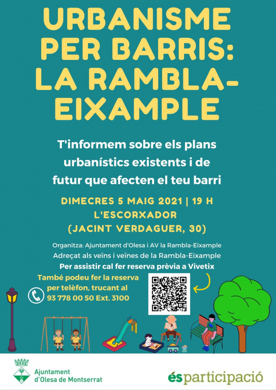 Cartell Urbanisme per barris de la Rambla-Eixample amb data i lloc