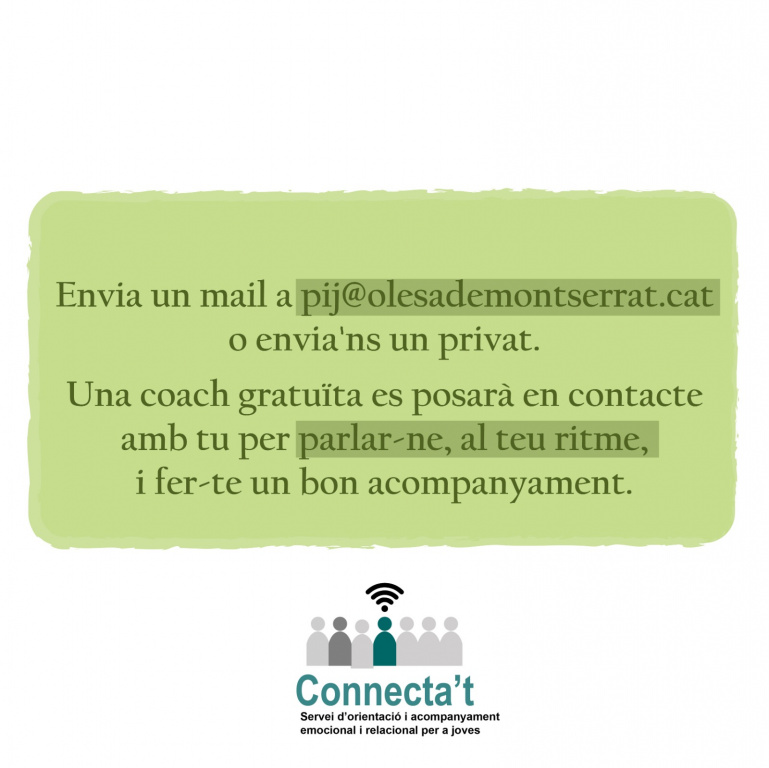 Cartell amb dades de contacte amb els coach que son gratuïts