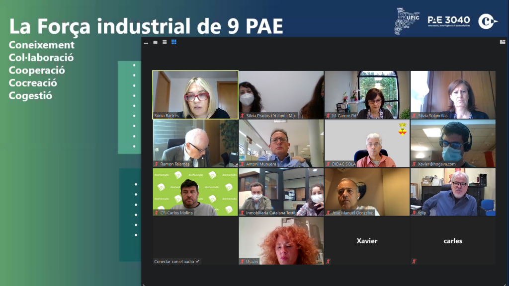 Captura de pantalla amb totes les persones assistents a la reunió d'associacionisme empresarial