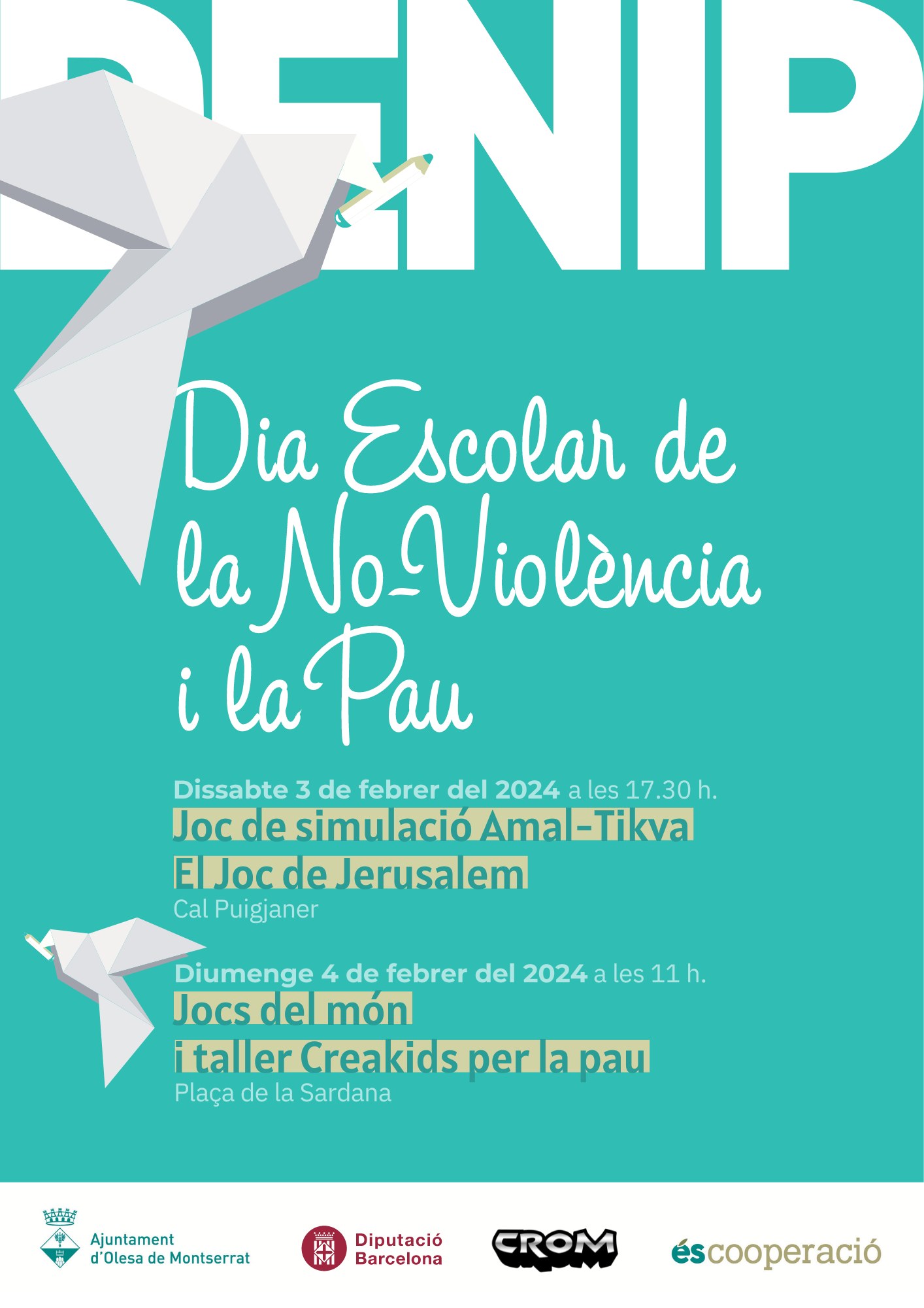 Cartell dels actes pel Dia Escolar de la No-Violència i la Pau