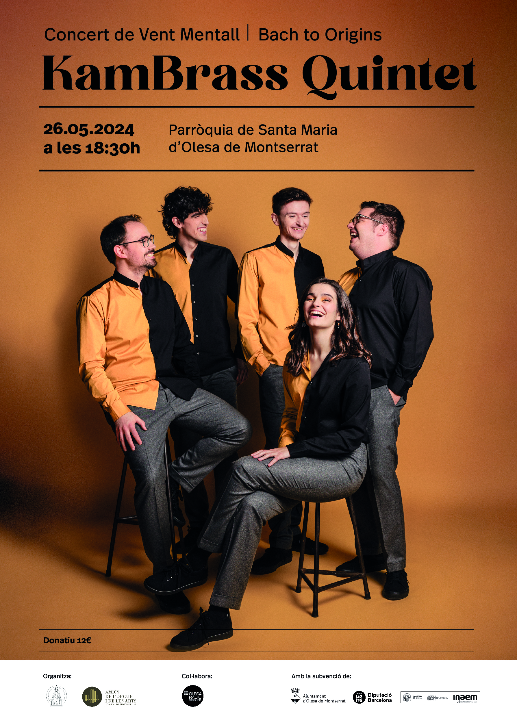 Cartell del concert del quintet KamBrass a la Parròquia Santa Maria maig 2024