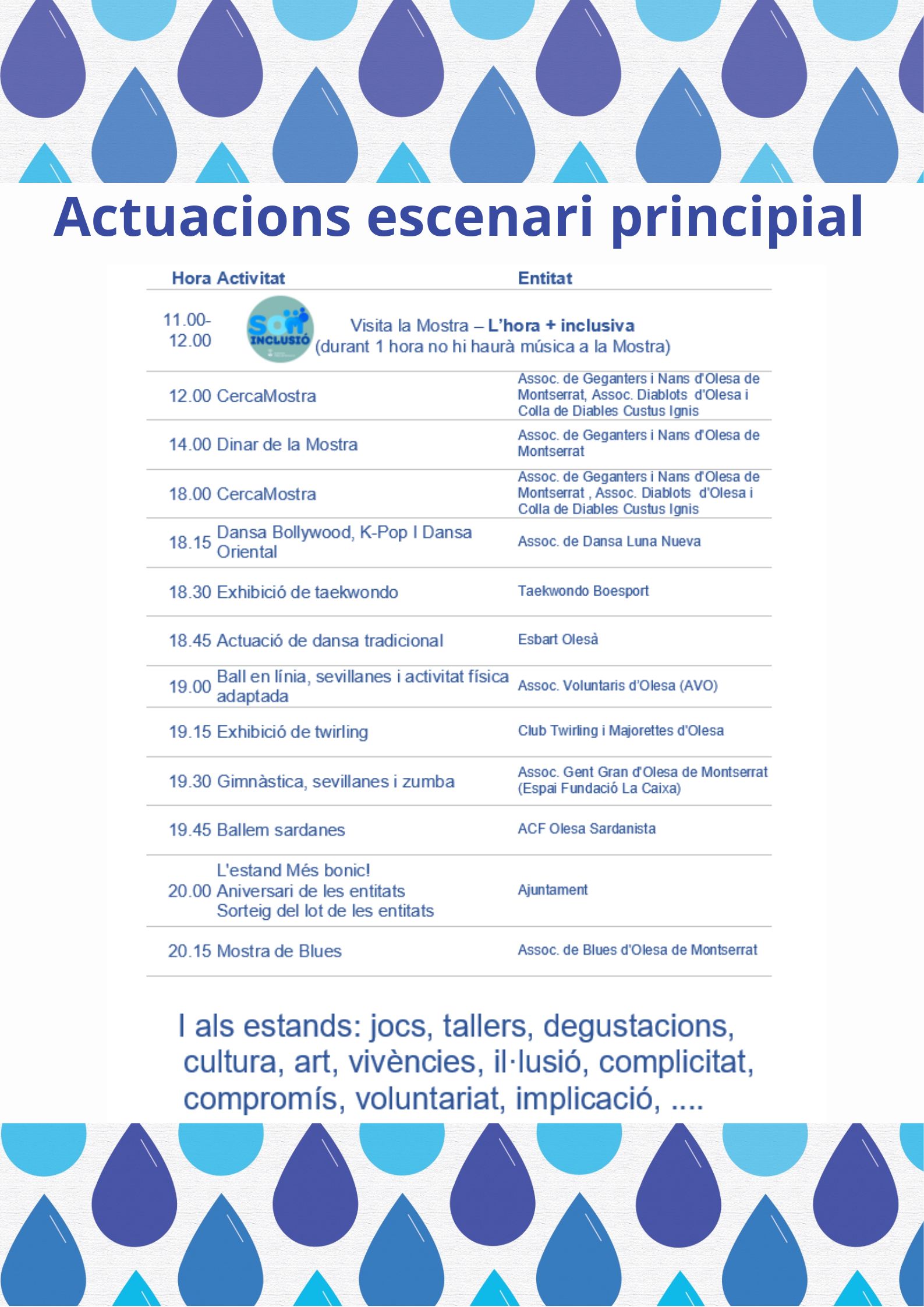 Ordre d'actuacions per a la 14a Mostra d'Entitats