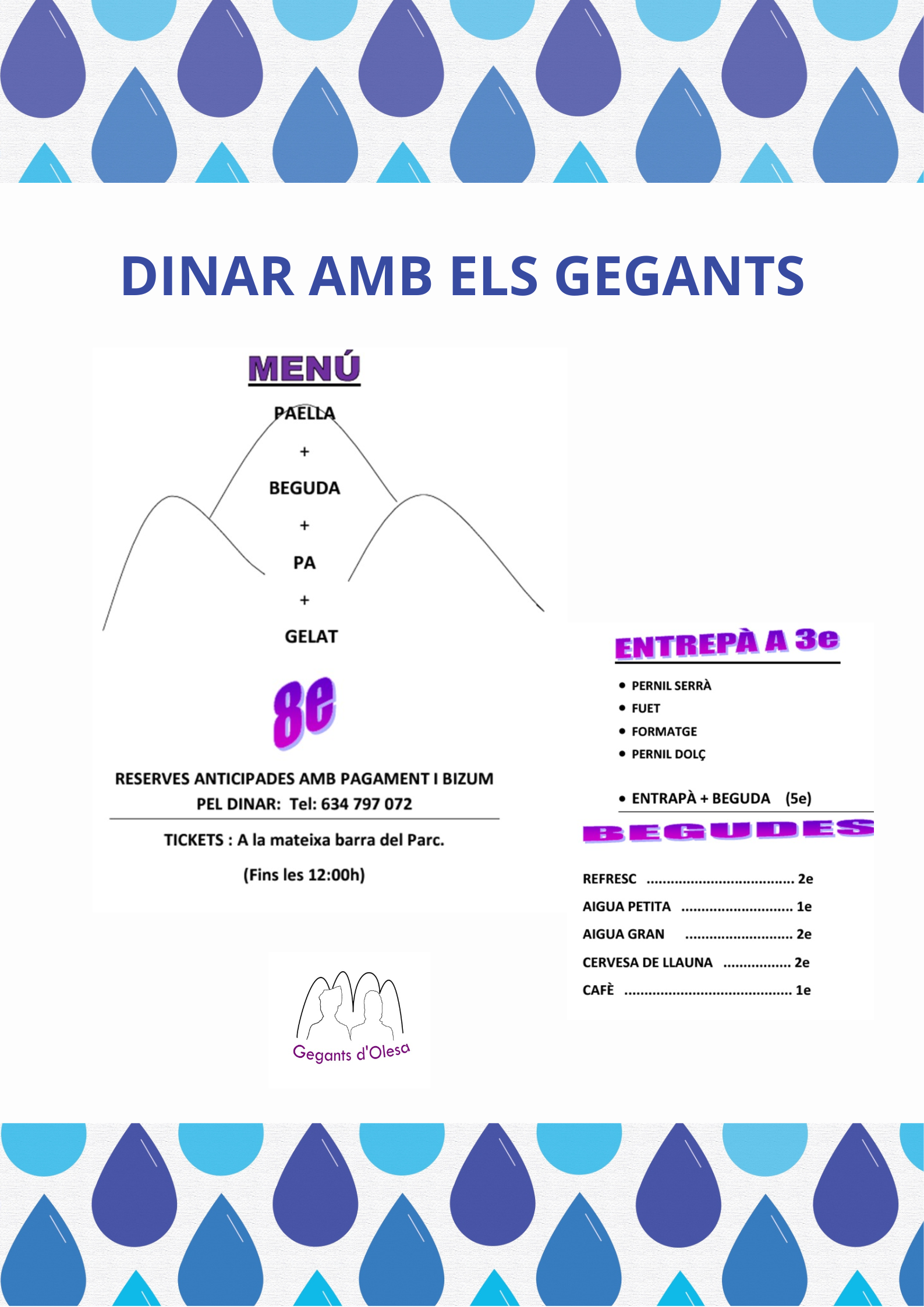 Menú del dinar de la 14a Mostra d'Entitats