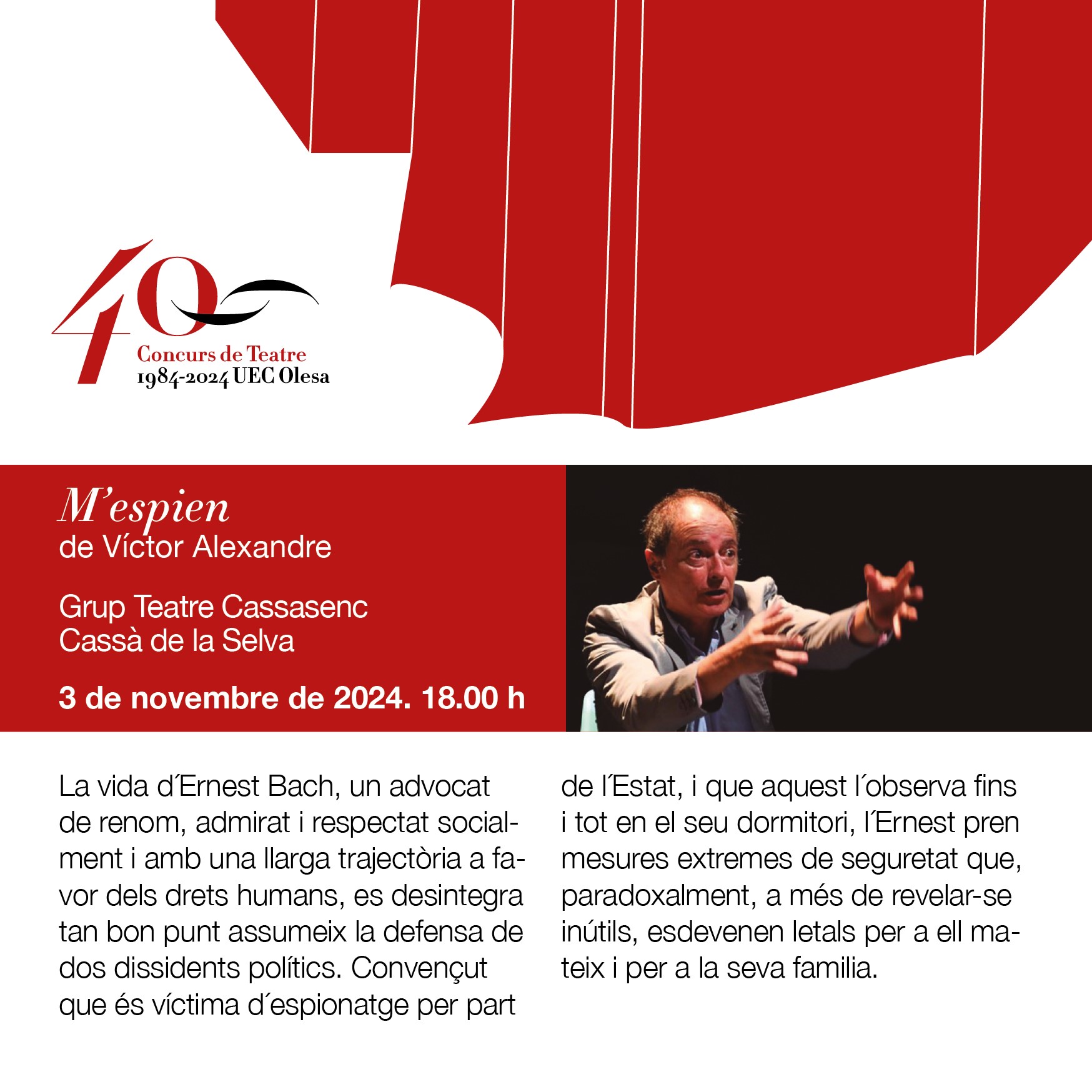 Cartell de l'obra de teatre M'espien novembre 2024