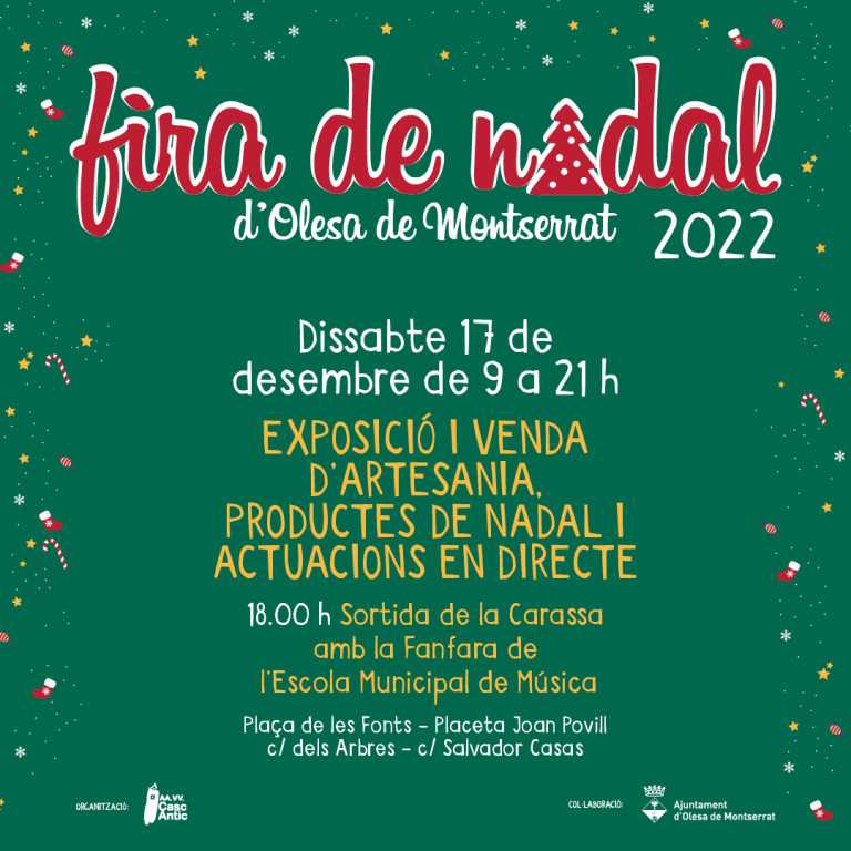 Cartell Fira de nadal 2022. Exposició i venda d'artesania