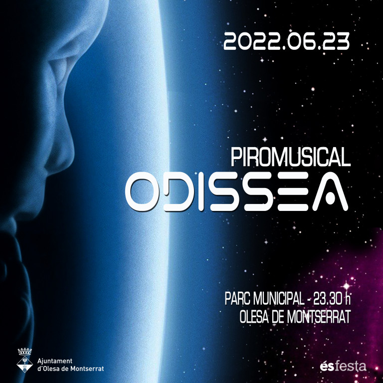 Cartell del Piromusical Odissea al parc municipal. 